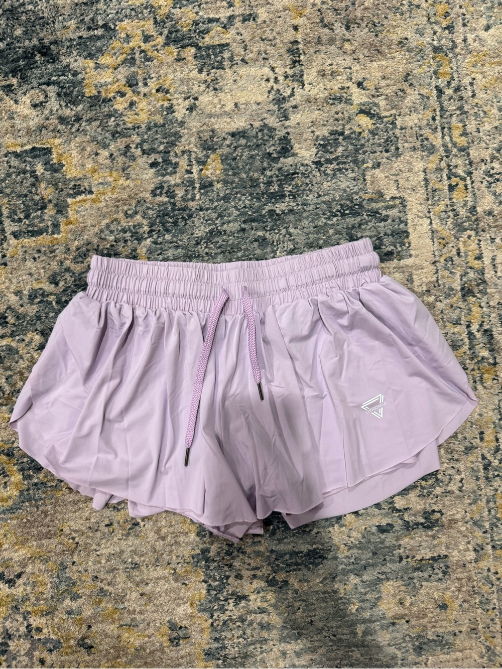 Women's Lavender Athletic Shorts with Elastic Waist and Logo